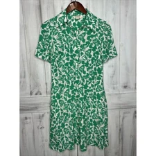 Boden Clara Shirt Dress Green White Tulip Bloom Floral Short Sleeve Button Up 4