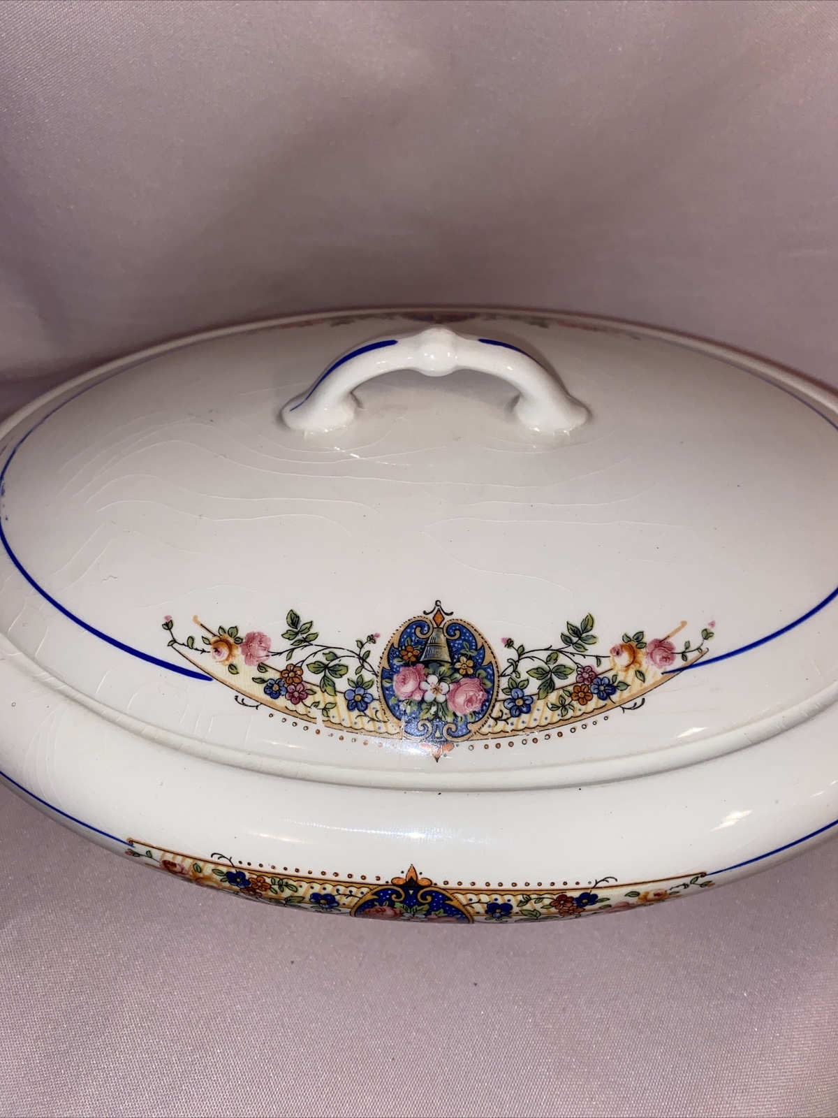 Antique 1924 Crown Potteries Evansville, IN Covered Vegetable Dish