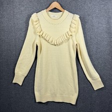 Tularosa Damiana Sweater Dress Womens Medium M Ivory Cream Wool Blend Ruffle