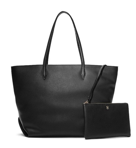 2 Pcs Victoria's Secret Large Black Tote Bag + Coin Purse Brand New - Picture 3 of 4