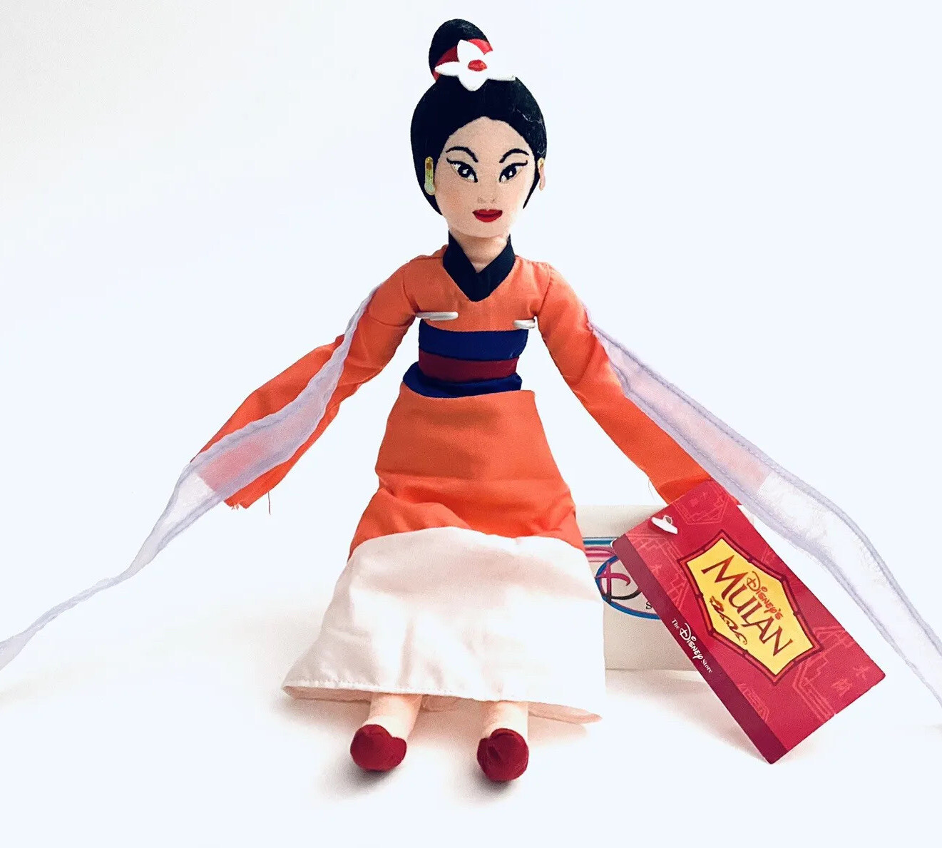 DISNEY STORE TRADITIONAL PRINCESS MULAN 11" PINK PLUSH BEAN BAG DOLL