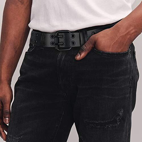 Grommet Leather Belts for Women, Black Belt Women Men with Double Holes Top - Picture 6 of 14