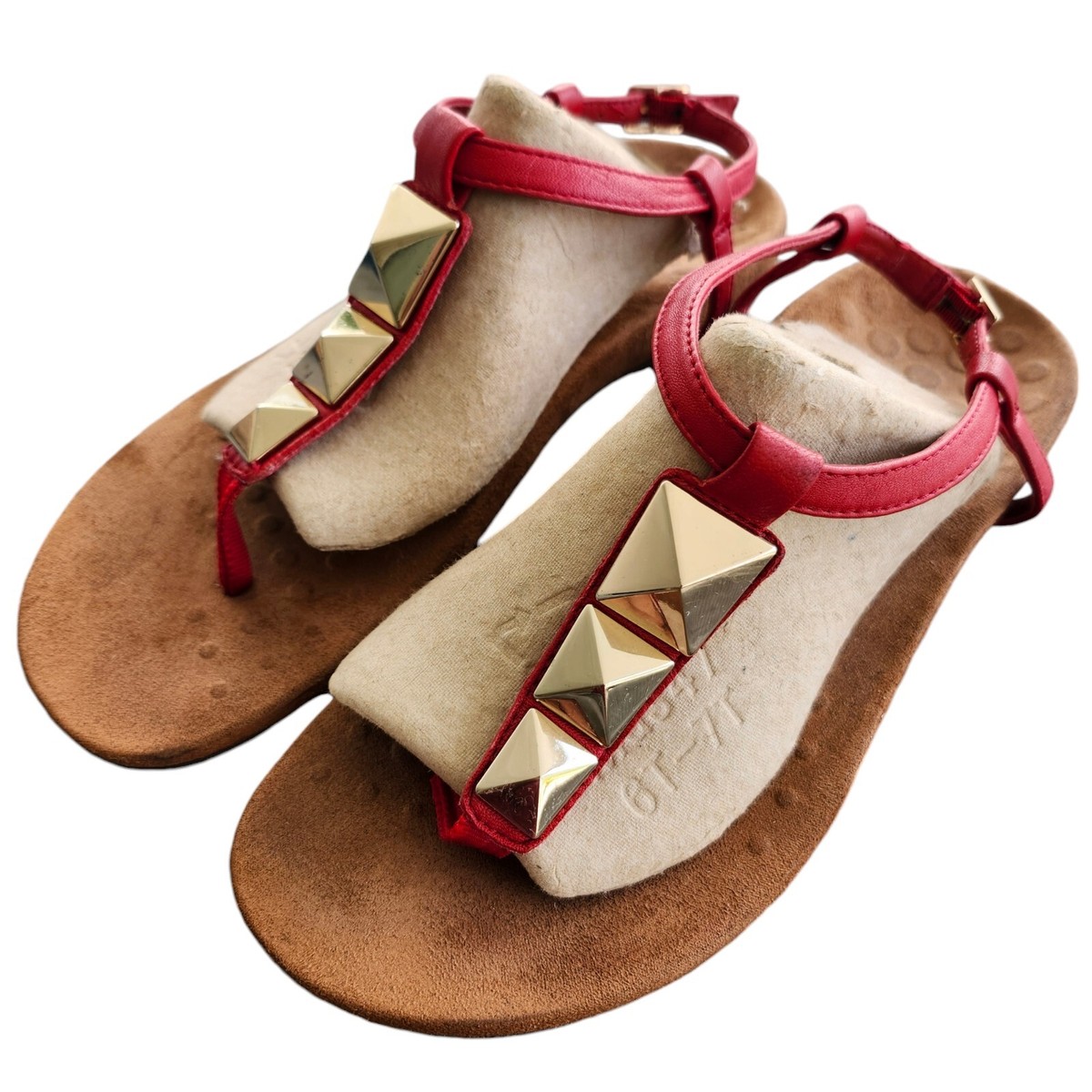 Size 9-WOMENS VIONIC BY ORTHOHEEL REST NALA TOE POST SANDALS $85 MSRP Red