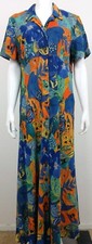 Saint Tropez West Womens Dress Size 12 Maxi Button Front Floral Short Sleeve