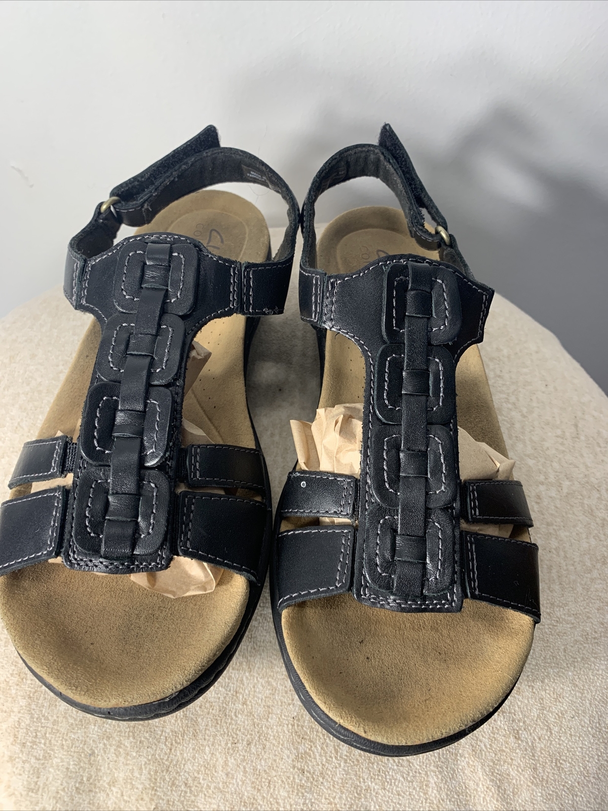 Clarks Women’s  Laurieann Kay Sandals Leather Ultimate Comfort Strap Sz 7 M