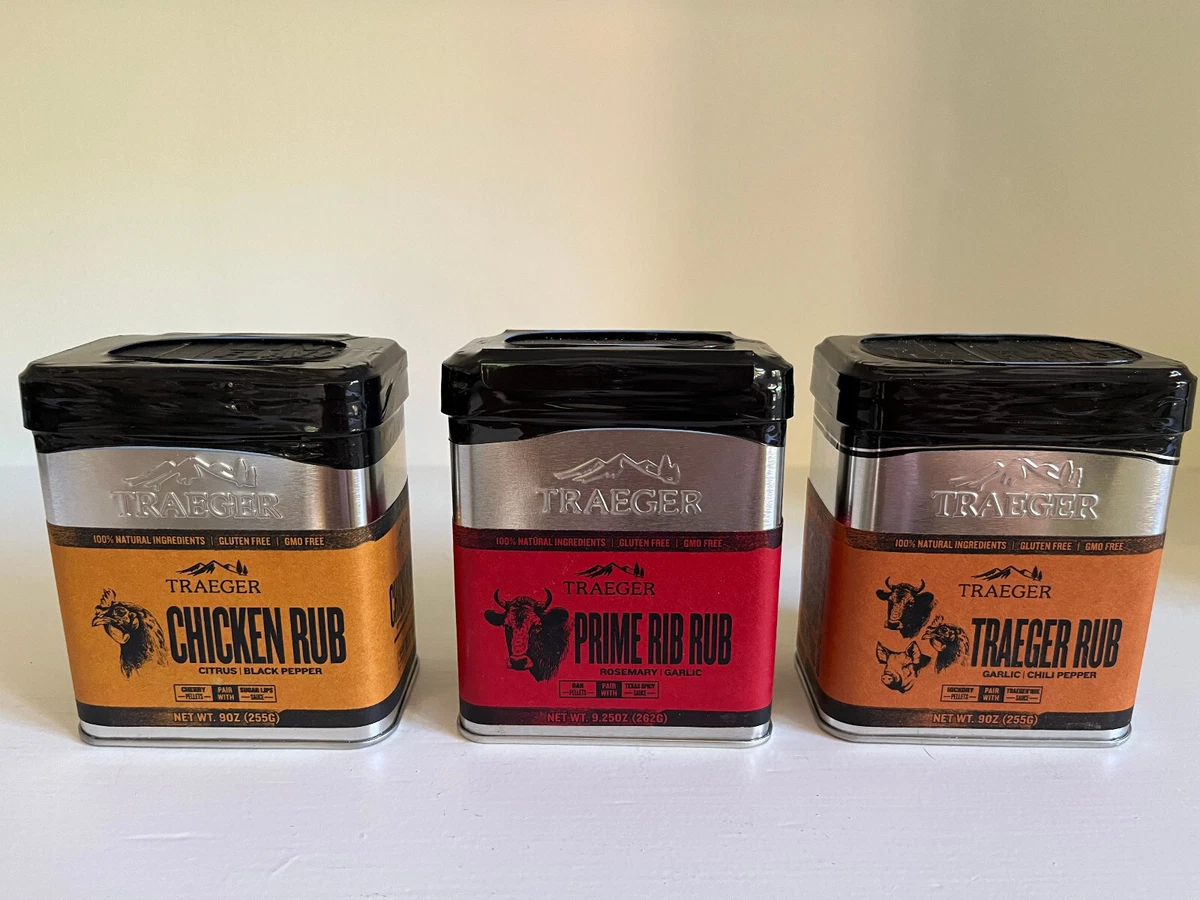 NEW Traeger Grills Seasoning Spices Set of 3 CHICKEN, PRIME RIB, TRAEGER  Rubs