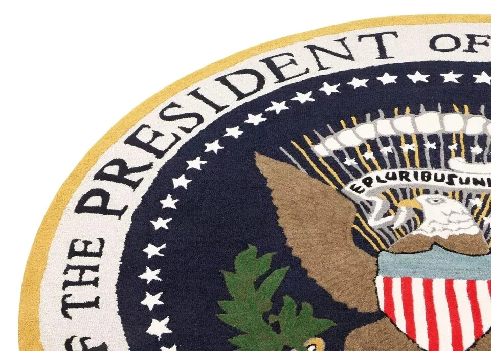 Eagle President Office Rug White Bordered Handmade Tufted 100% Woolen Area Rugs - Image 2 of 4