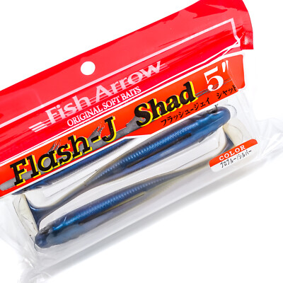 FISH ARROW Flash J Shad Soft Paddle Tail Swimbait 5'' 3ct - PRO BLUE/SILVER