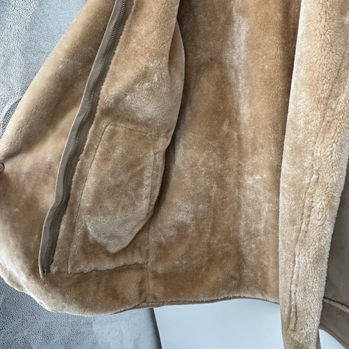 Wet Seal Y2K 1990’s-2000 Tan Suede Sherpa Lined Coat/Jacket Size Small Zip/Snap - Picture 5 of 10