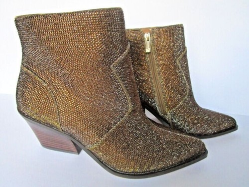JESSICA SIMPSON ZALOR BRONZE GLITTER WESTERN BOOTS SIZE 8-1/2W - NEW - Picture 2 of 4