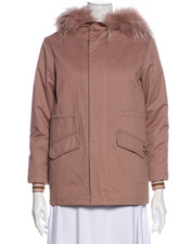 Auth. Yves Salomon Pink Coat With Hood Fur Lined Fits Petite Size Xs