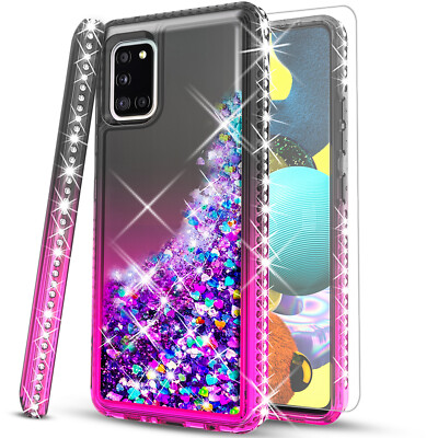 For Samsung Galaxy A31 Case Phone Cover Glitter Bling  +Tempered Glass Protector
