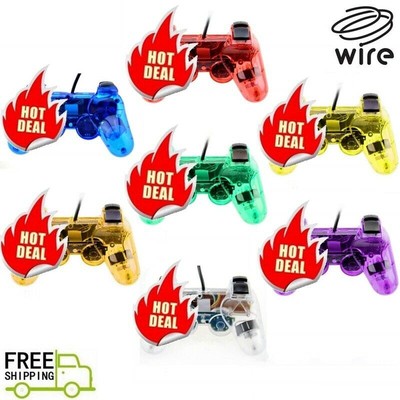 NEW Wired Twin Shock Game Controller Joypad Pad For SONY PS2 Clear Color
