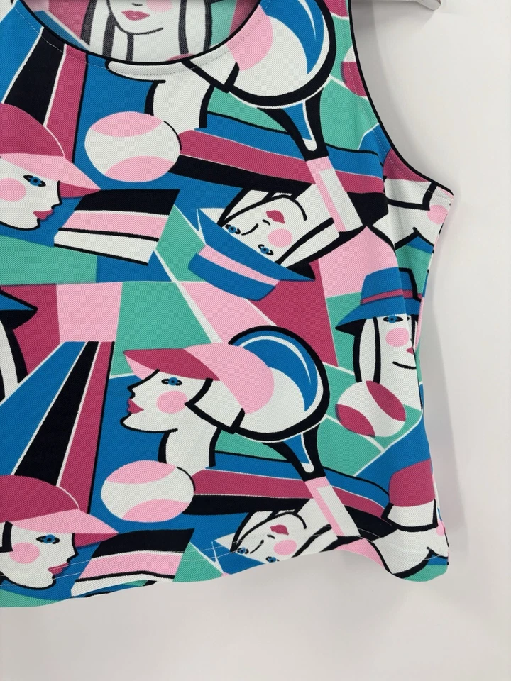 Tail Vintage Tank Top Womens Medium Blue Pink White Sleeveless Tennis Retro - Image 3 of 4