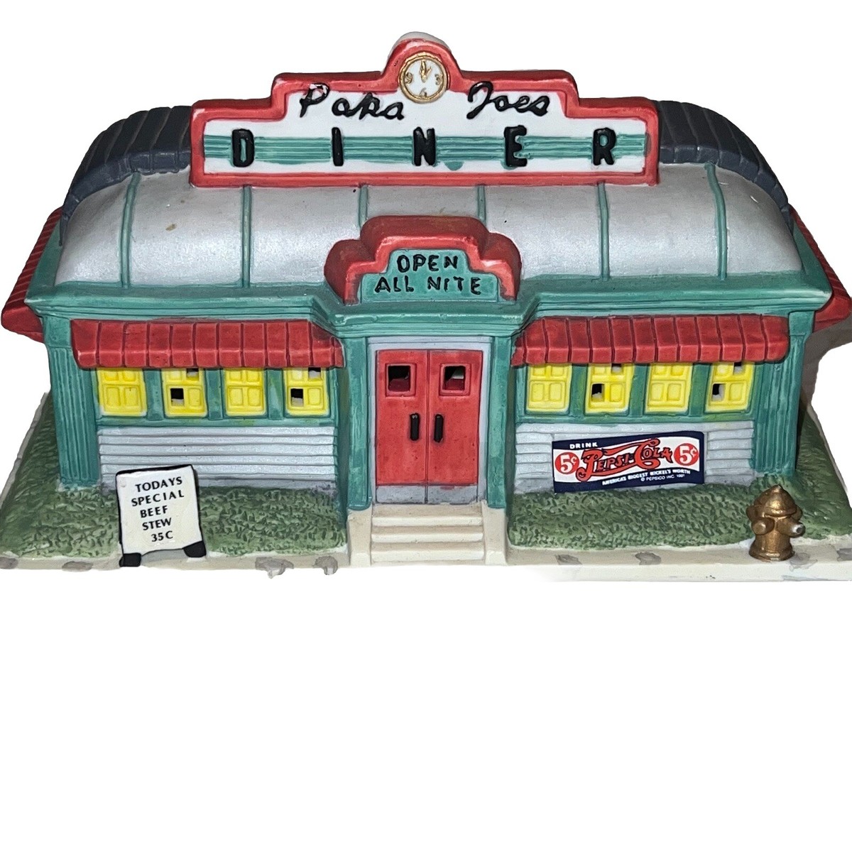 VTG Santa's Best Porcelain Christmas Village Papa Joes Diner