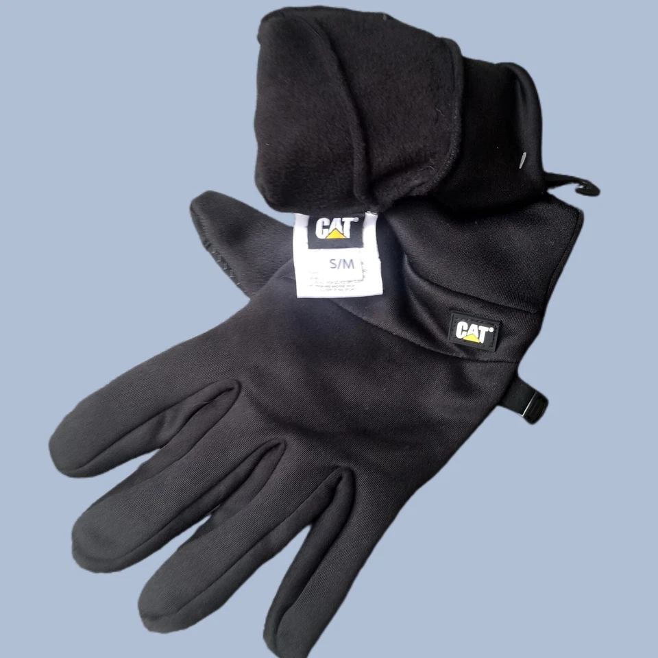 Guantes con pantalla táctil forrados de vellón negros CAT Caterpillar, unisex pequeños/medianos, nuevos Foto 4 de 4