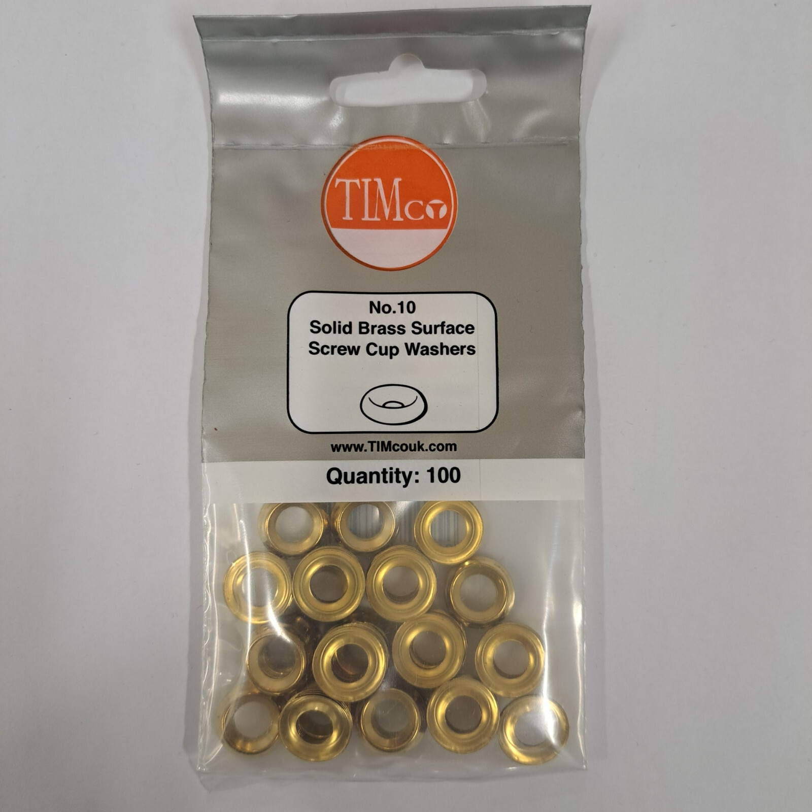 TIMCO Screw Cups Solid Brass - To fit 10 Gauge Screws (100pcs) No10
