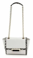 DIANE VON FURSTENBERG 440 MINI SATCHEL W/EXOTIC PRINT, WHITE/BLACK NEW