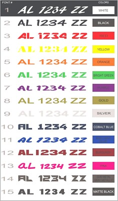 CUSTOM BOAT/JETSKI REGISTRATION NUMBERS/LETTERING  DECALS (2X)  3'' x 20''   