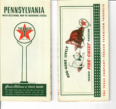 VINTAGE TEXACO ROAD MAP 1941 PENNSYLVANIA NEW OLD STOCK GAS STATION FREE SHIP