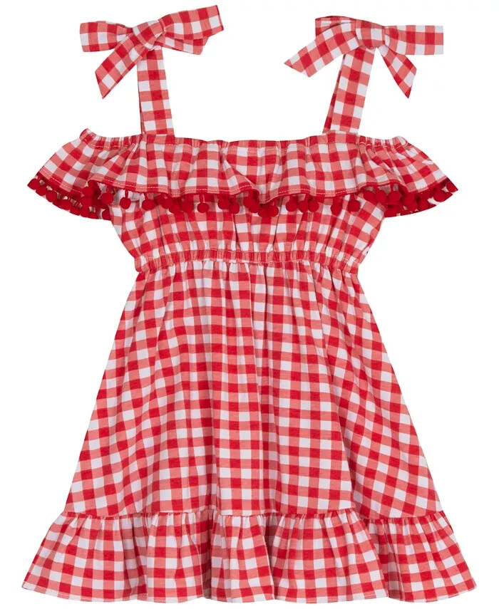 strapless open back dress Girls' Off Shoulder Plaid Ruffle Dress Red / XL Red Girl's Dresses Mini Dresses Hayden Los Angeles main image 0