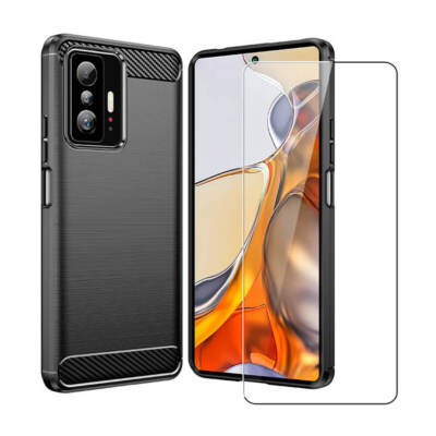 Carbon Hülle für Xiaomi Handyhülle + Glas Displayschutzfolie