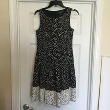 Lauren Ralph Lauren Womens Size 4 Black White Sleeveless Polka Dot Dress EUC