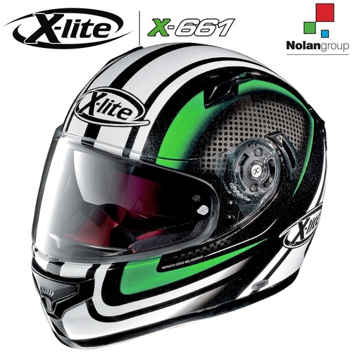 CASCO INTEGRALE MOTO FIBRA X-LITE X-661 SLIPSTREAM N-COM 037 NERO BIANCO  VERDE | eBay