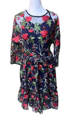 nordstrom embroidered dress Floral Embroidered Mesh Midi Dress