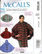 McCall's M7202 Misses L to XXL Sweater Wraps and Ponchos Uncut Sewing Pattern