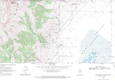 Franklin Lake NW, Nevada 1969 Vintage USGS Topo Map 7.5 Quadrangle Topographic