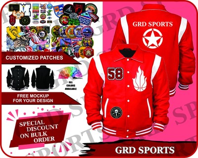 Custom Retro Byron Collar Varsity Letterman Baseball Jacket Embroidery Patches