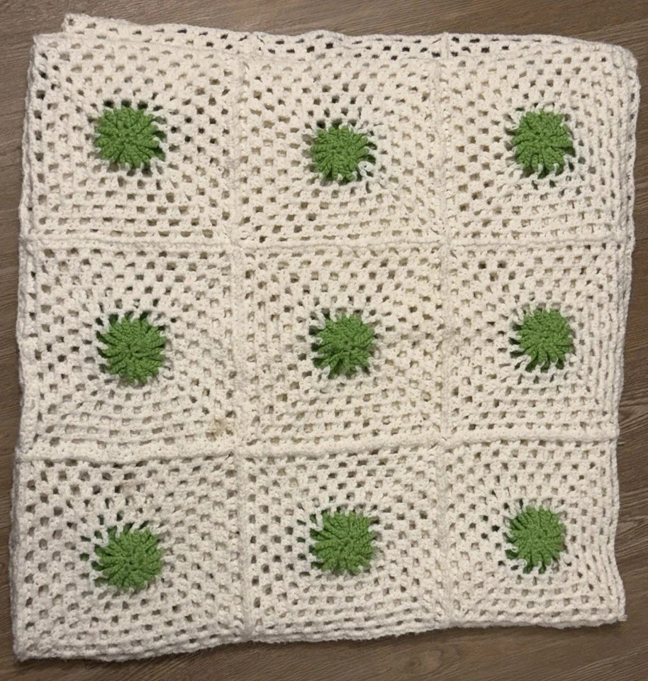 "Manta cuadrada de ganchillo tejida a ganchillo afgana 73x77"" King de colección hecha a mano" Foto 2 de 4