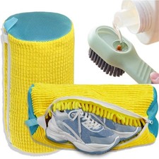 Durable Shoe Washing Machine Bag for All Shoe Types-Yellow with Blue Zipper,Idea