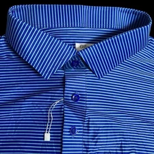 Collars & Co Polo Shirt Mens 3XL Blue Stripe Woodmont Dress Collar Preppy NEW