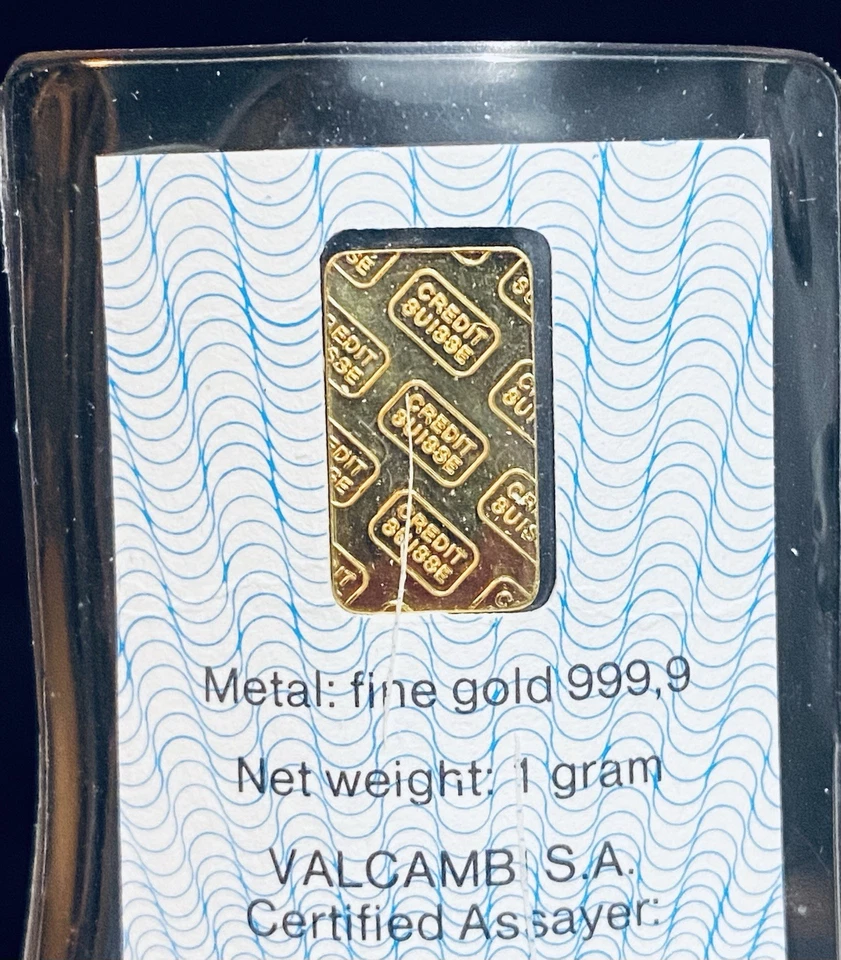 瑞士信贷 1 克 0.9999 金条 14k 金色带盒 1981 — 第 2/4 张图片