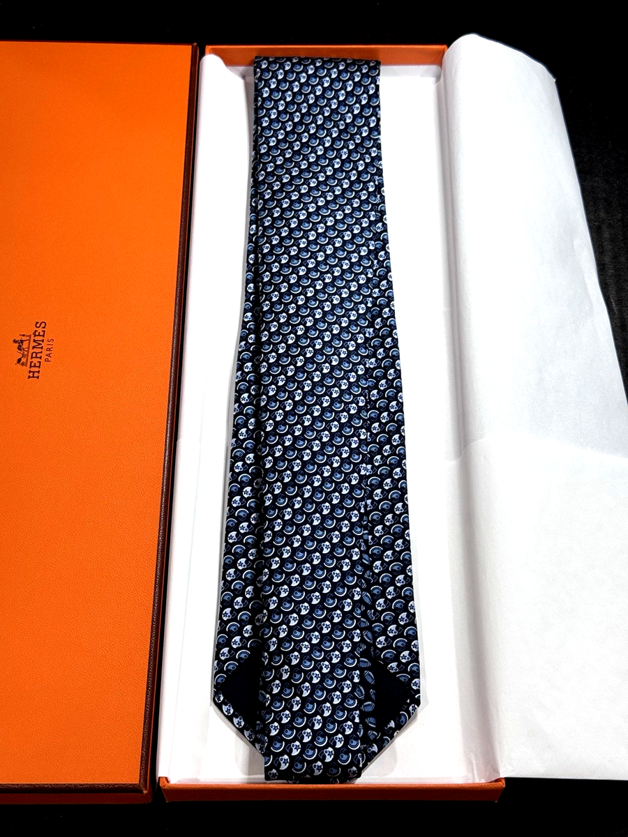 Rare HERMÈS Football Tie TOUCHDOWN Marine/Ardoise/Azur | eBay