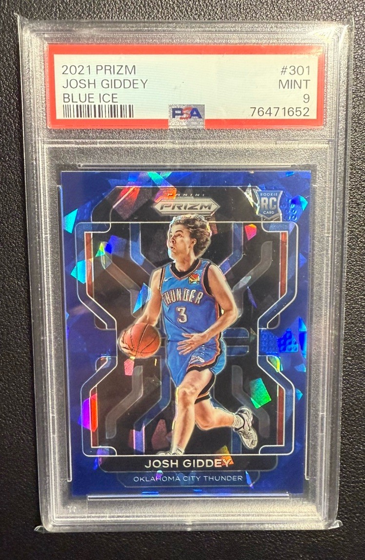 2021-22 Panini Prizm Josh Giddey #301 Blue Cracked Ice RC Rookie /125 PSA 9 MINT
