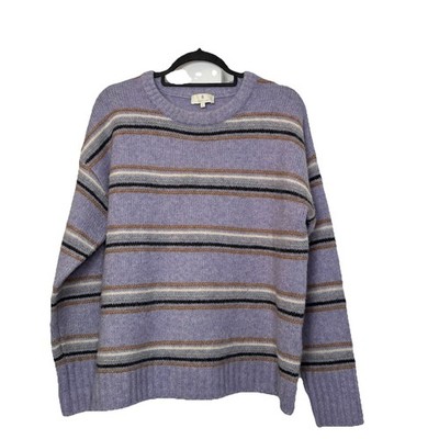 B. Coastline Wollmischung Damen Pullover Größe L lila gestreift weich kuschelig Strick 