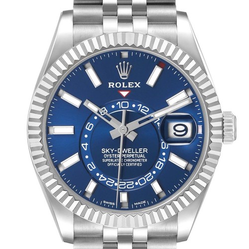 Rolex Sky-Dweller Steel White Gold Blue Dial Mens Watch 326934