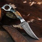 9.0" inch Damascus Steel Hunting Knife Full Tang Resin Handle Leather Sheath — photo 6