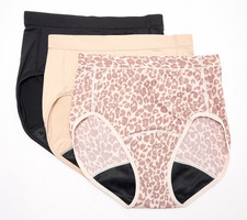 Breezies Set of 3 Leak Proof Hi-Cut Panties Basic Pack 1X New