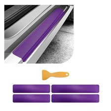 Dickno 4 PCS Car Door Sill Protector, 3D Carbon Fiber Auto Door Entry 3D Purple