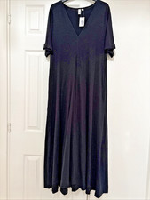 John Lewis And/Or  Alex Pleat Front Midi Dress Short Sleeve  UK 14 Black Pockets