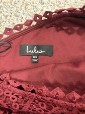 Lulu's Women's Size XS Dress Burgundy Lace One Shoulder Long Sleeve