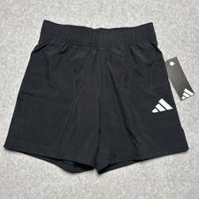NWT Adidas Boys Essentials Small Logo Woven Athletic Shorts BLACK Sz SMALL 8 25