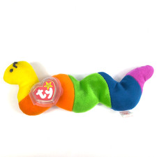 Ty Beanie Baby Inch the Worm 1995 Retired PVC Pellets Rare Tag Errors Vintage