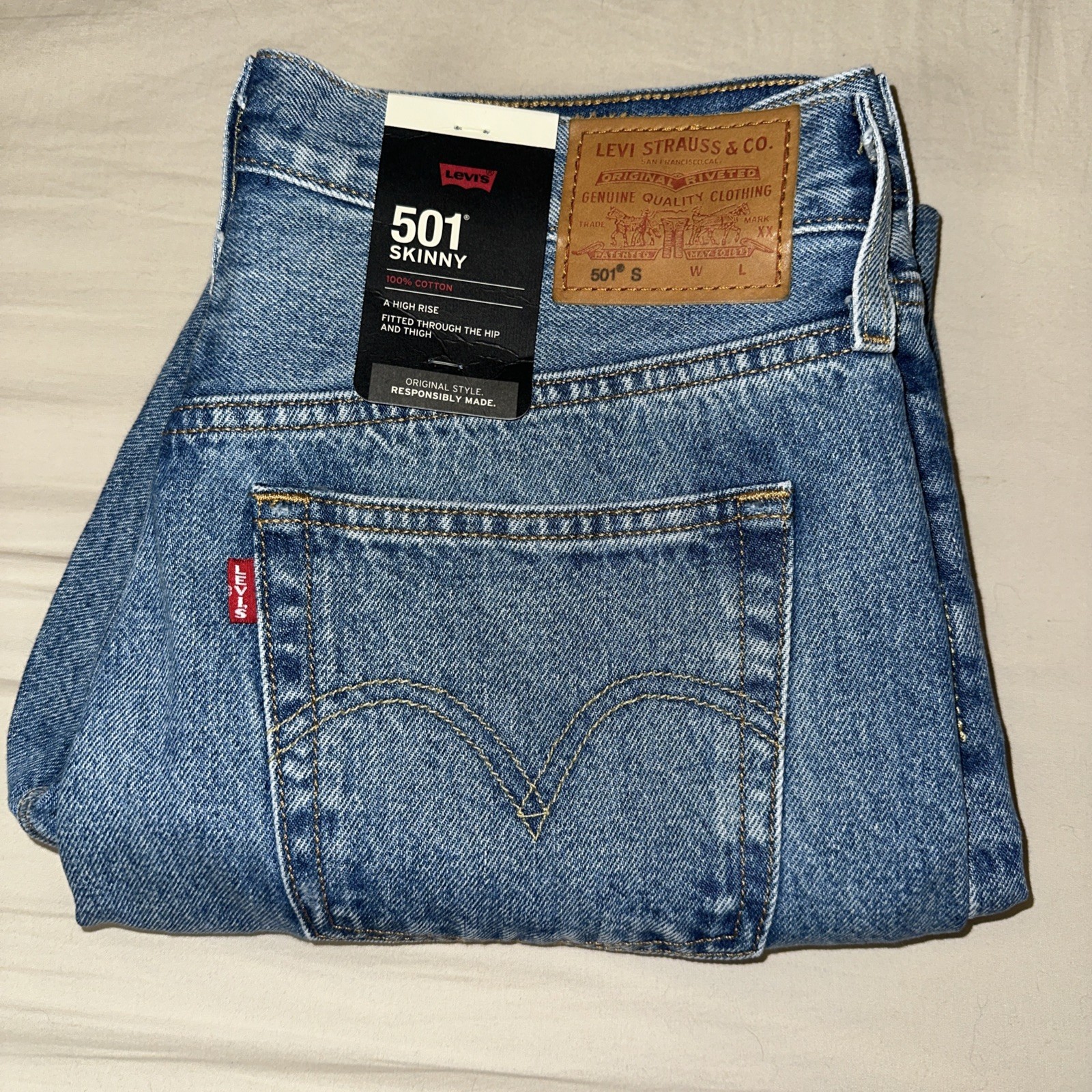 Levi's Women’s 501 High Rise Skinny Leg Jeans 28x28 Button Fly