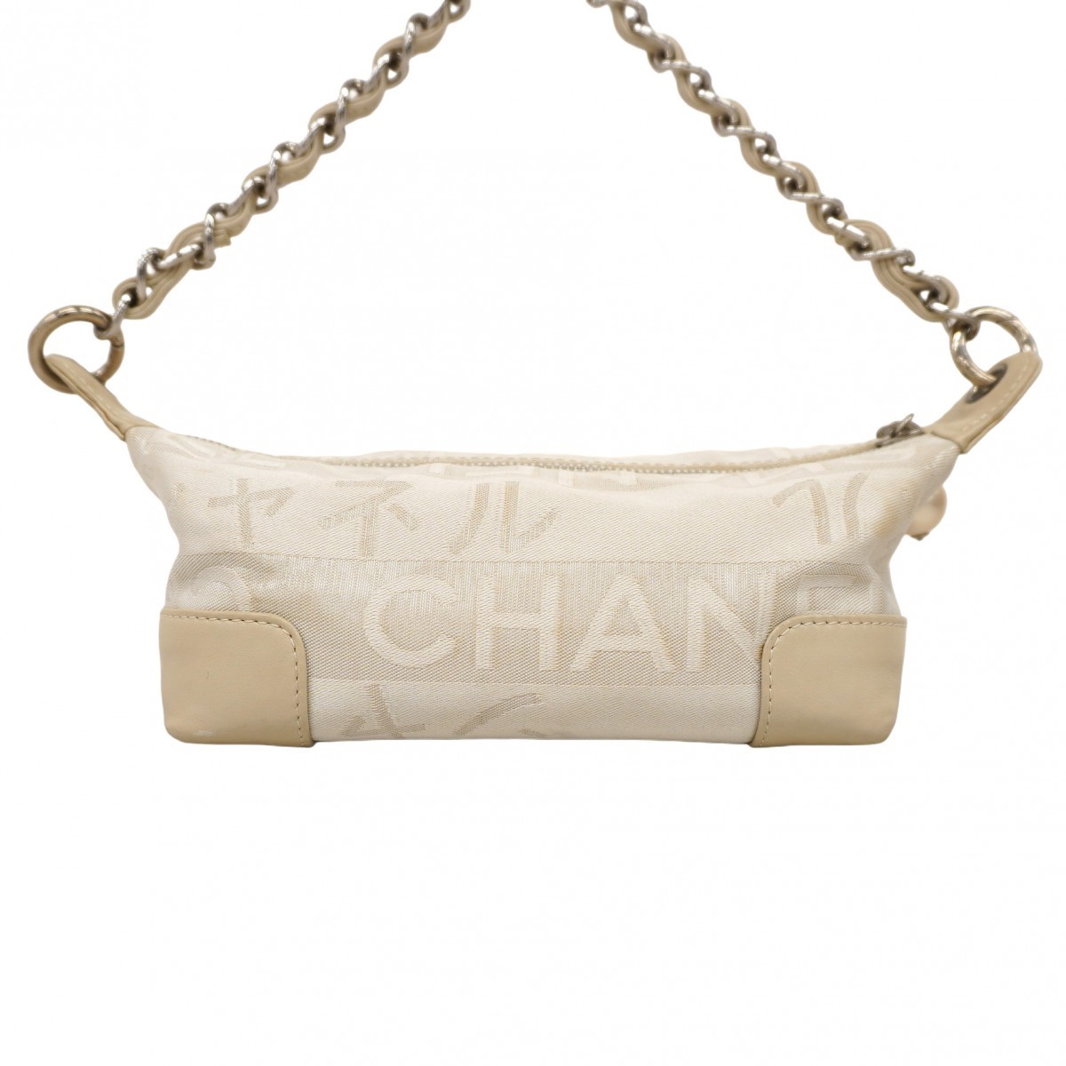 Auth [6ba1011-k] CHANEL Handbag Canvas White Silver metal fitting [Pre-owned... thumbnail 11