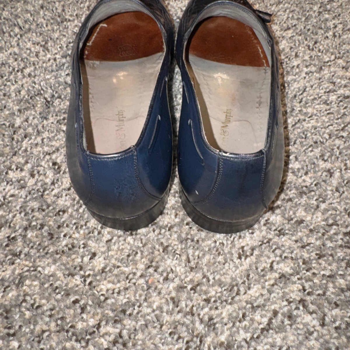 Johnston & Murphy Size 9.5 Navy Blue Leather Two Tone Embossed Tassel Loafers Johnston & Murphy Aristocrat Shoes Mens 9.5 Black Patent  main image 3